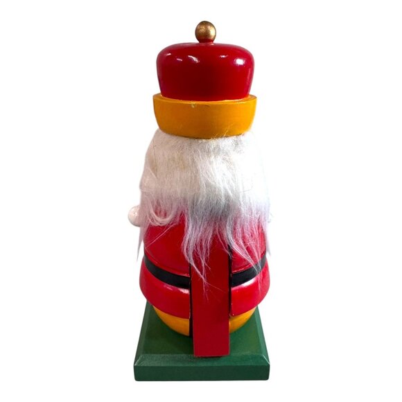 Vintage Wooden Nutcracker Figurine 10" Christmas Decor Red & Green White Hair - Picture 5 of 8